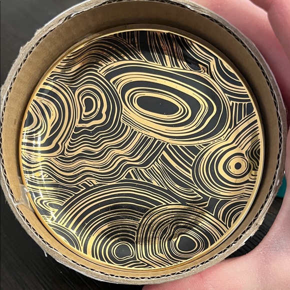 Jonathan Adler Malachite Coasters - Teal and Gold Swirl - Picture 2 of 2